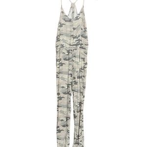 Camouflage Racerback Jumpsuit with Elastic Waist